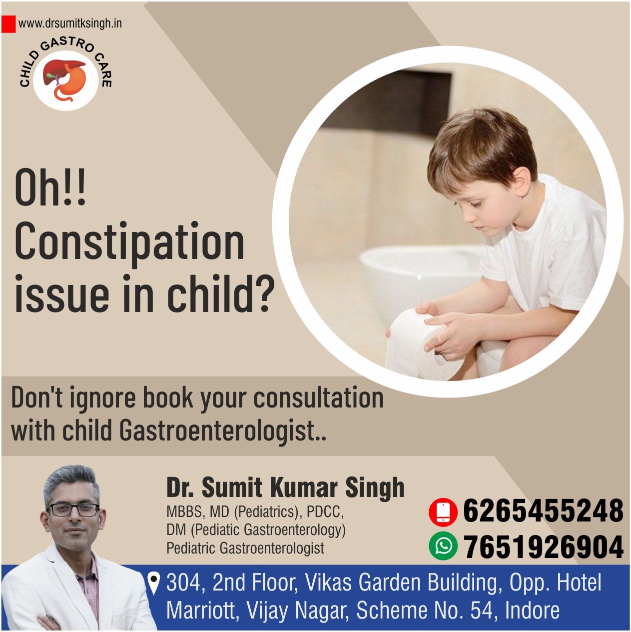 Best Child Specialist for Constipation Treatment in Indore