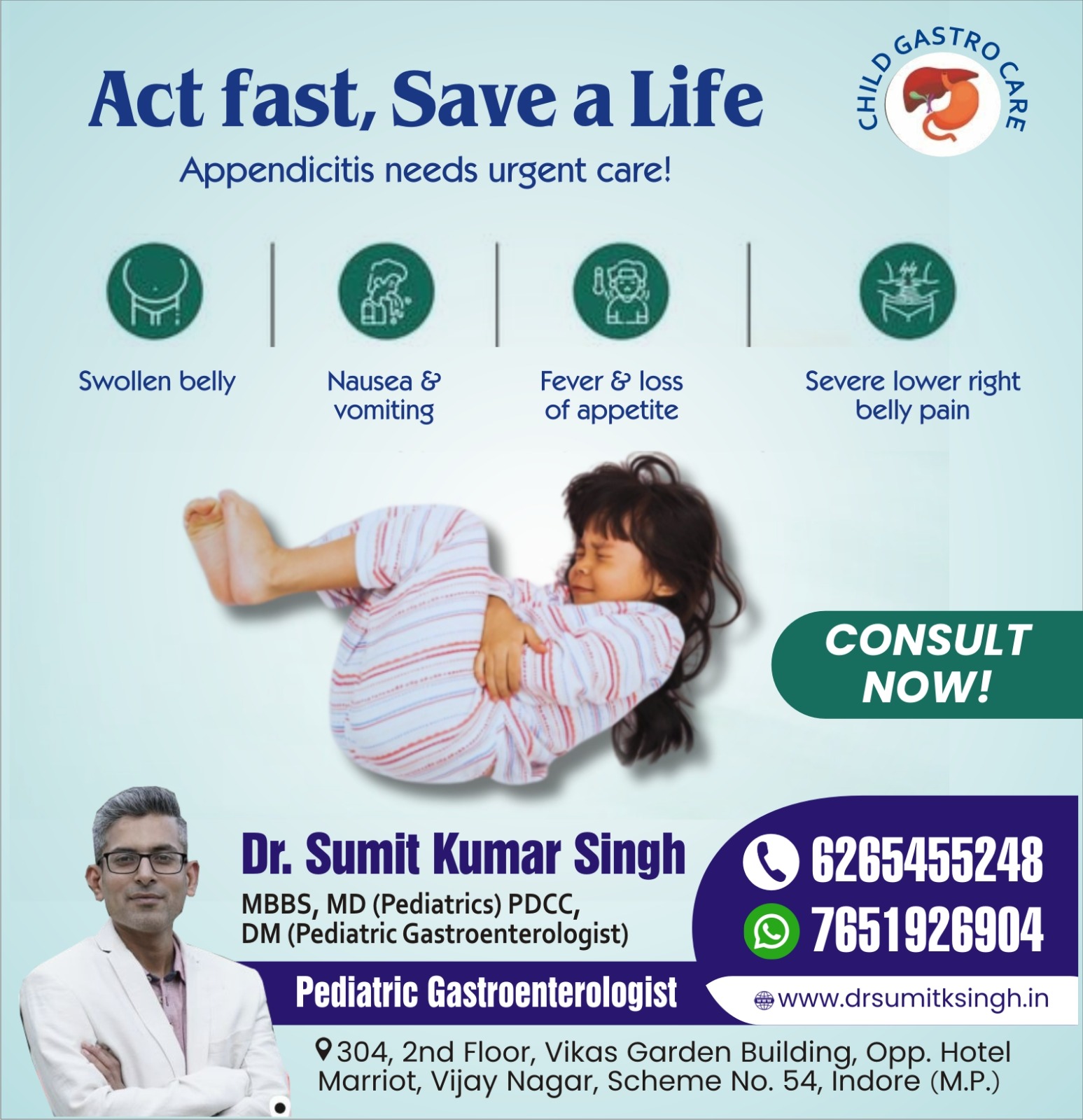 Best Pediatric Appendicitis Specialist in Indore 