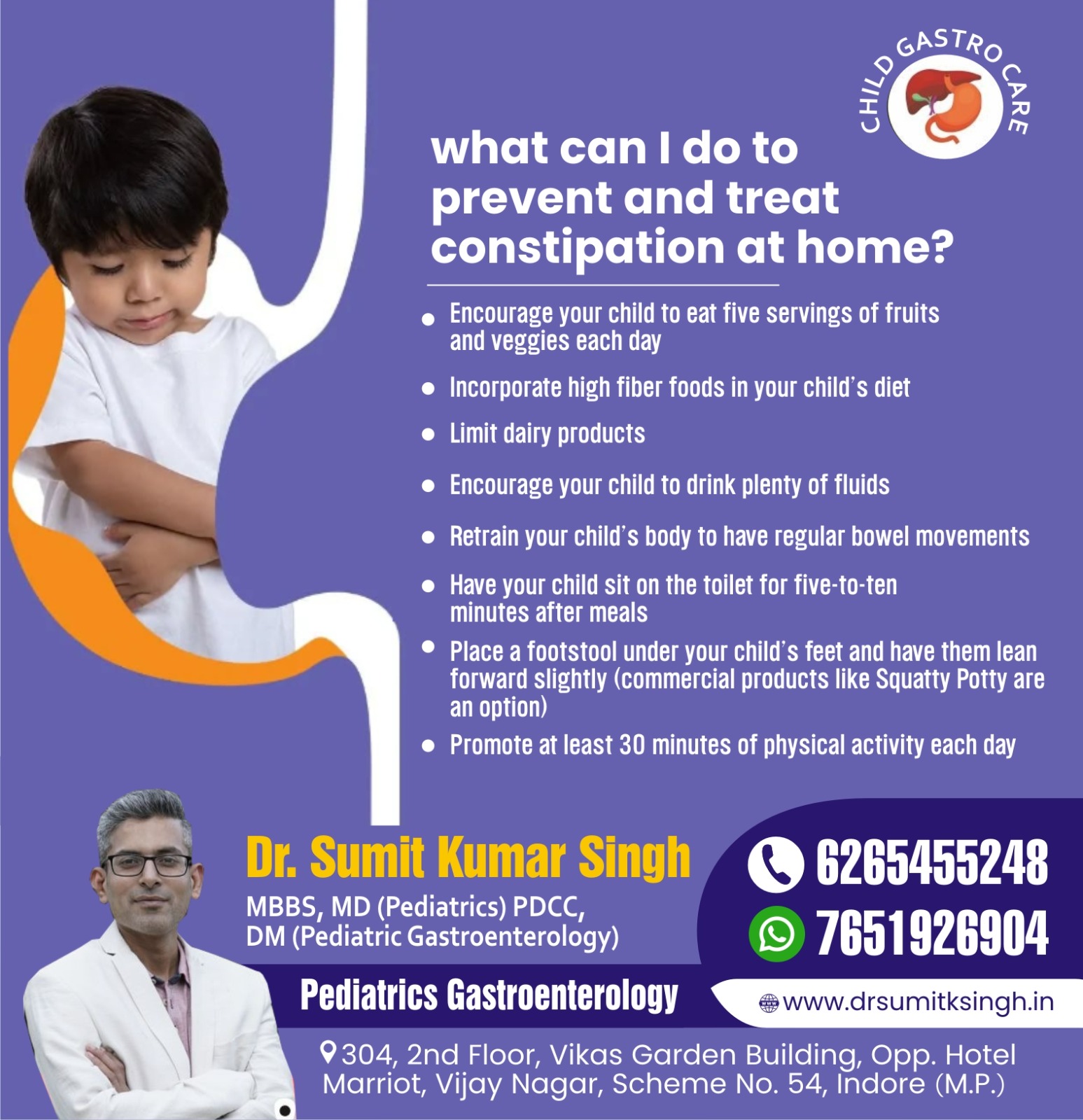 Top Child Specialist for Constipation Treatment in Indore