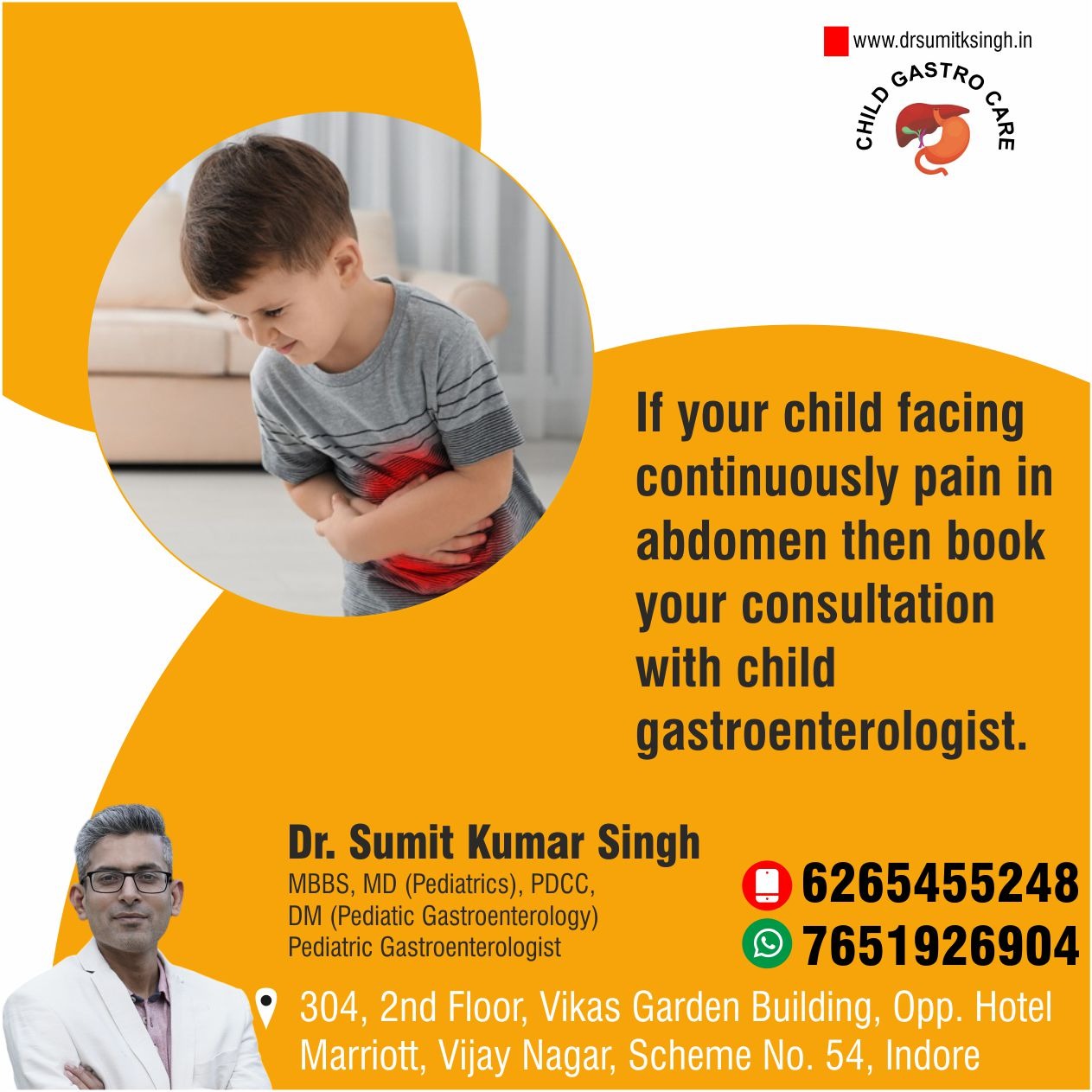 Best Child Gastro Clinic For Child Abdominal Pain Treatment in Indore